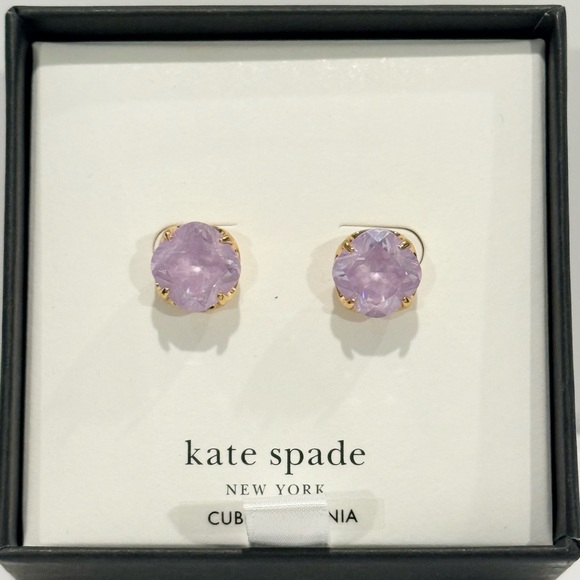 kate spade Jewelry - Kate Spade Gold-Tone Color Lilac Cubic Zirconia Stud Earrings